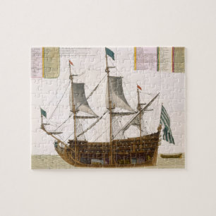 Sectie door een Frans eersteklas schip van 104 ca Legpuzzel