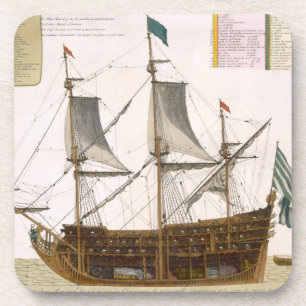 Sectie door een Frans eersteklas schip van 104 ca Onderzetter