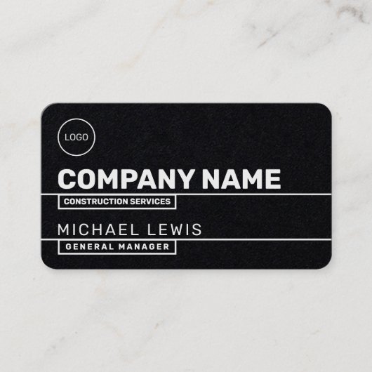 Section de ligne moderne carte de visite noir (Devant)
