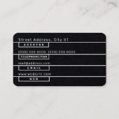 Section de ligne moderne carte de visite noir (Dos)