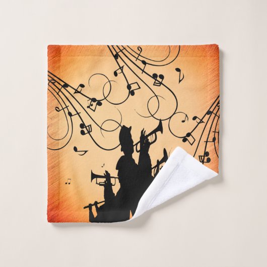 Section Trumpet Jazz Musique Orange Rust (Gant de toilette)