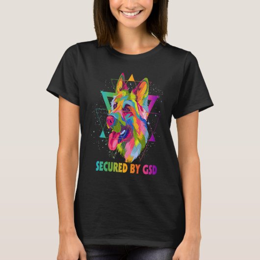 Secured by GSD  German Shepherd Humor Shepard T-shirt (Voorkant)