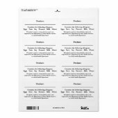 SÉCURITÉ ALIMENTAIRE ÉTIQUETTE Droit des chalets M (Feuille entière)