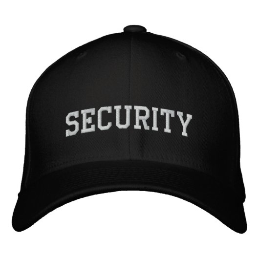Sécurité brodée en blanc sur casquette noir|casque (Devant)