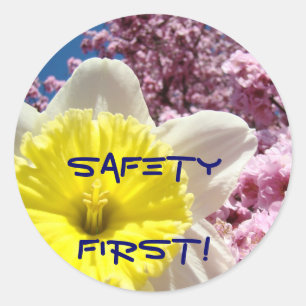 Sécurité d'abord! autocollants Fleurs colorées bri