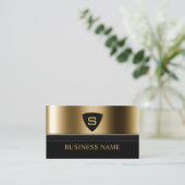 Security Bodyguard Gold Shield Monogram Modern Visitekaartje (Staand voorkant)