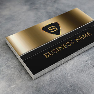 Security Bodyguard Gold Shield Monogram Modern Visitekaartje