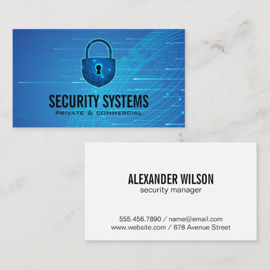 Security Cyber Lock | Tech Background Visitekaartje (Voorkant / Achterkant)