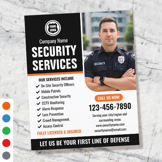 Security Guard Services Company Logo Sinaasappel C Flyer