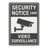 Security Notice 24HR Video Surveillance Sign Sticker (Voorkant)
