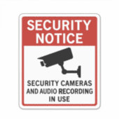 Security Notice Sign – Surveillance Cameras  Sticker (Voorkant)