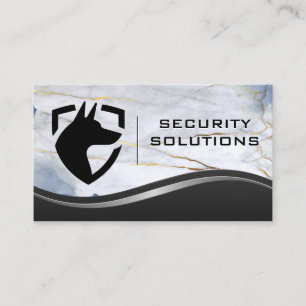 Security Shield Hond Logo   Metalen Marmer Visitekaartje