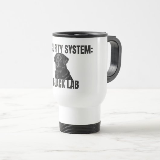 Security System Black Lab Travel Mug (Devant droit)