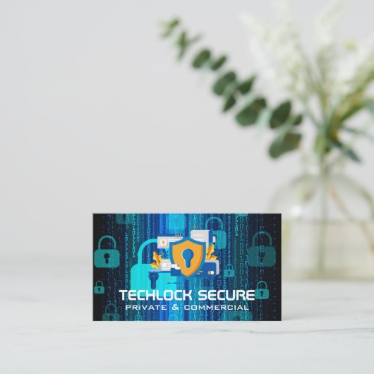 Security Tech Camera | Padlocks Coding Visitekaartje (Staand voorkant)