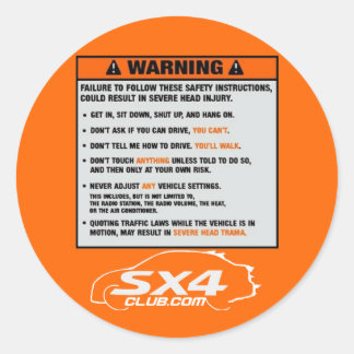 Sedan Warning Sticker