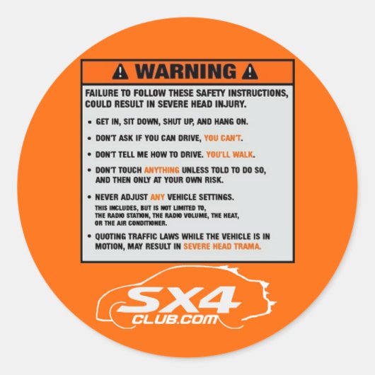 Sedan Warning Sticker (Voorkant)