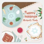 Seder Table Jewish Haapy Passover Vierkante Sticker (Voorkant)