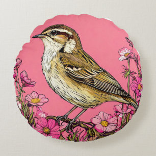 Sedge warbler vogel Wildlife Zangvogel Decoratief Rond Kussen
