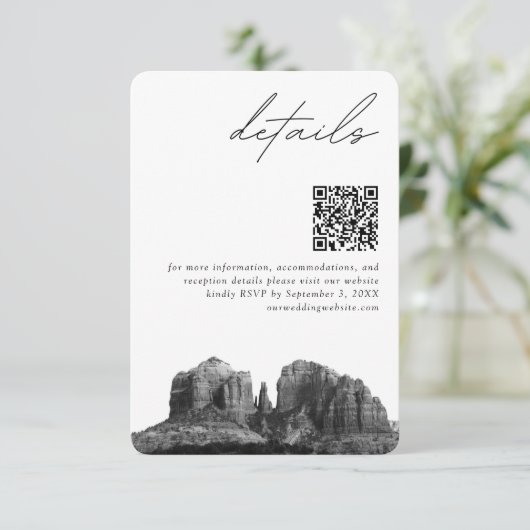 Sedona Arizona Bruiloft Moderne Details QR Code Informatiekaartje (Staand voorkant)