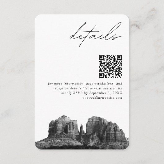 Sedona Arizona Bruiloft Moderne Details QR Code Informatiekaartje (Voorkant)