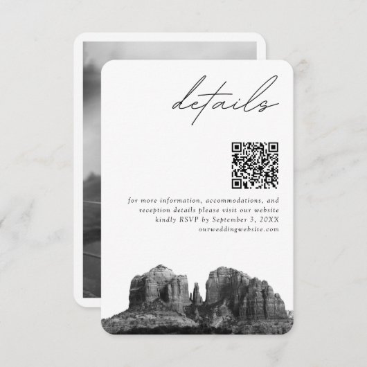 Sedona Arizona Bruiloft Moderne Details QR Code Informatiekaartje (Voorkant / Achterkant)