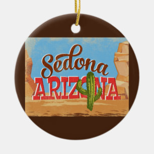 Sedona Arizona Cartoon Desert Vintage Travel Keramisch Ornament