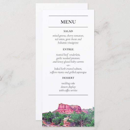 Sedona Arizona Peint Mountains Reception Menu (Devant / Derrière)