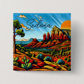 Sedona, Arizona Red Canyon Vierkante Button 5,1 Cm