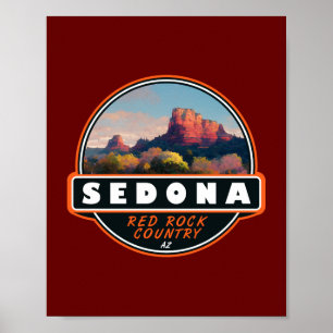 Sedona Arizona Red Rock Country Watercolor Embleem Poster