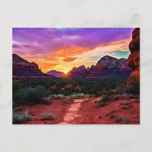 Sedona Arizona Red Rocks Natuur Beauful Sunset Briefkaart