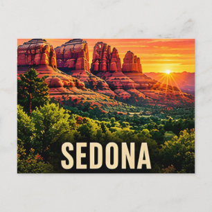 Sedona Arizona USA Rode Steen Zonsondergang Kloof Briefkaart