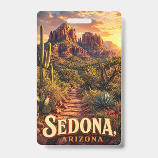 Sedona Arizona Zonsondergang Rode Rots Woestijn Re Badge
