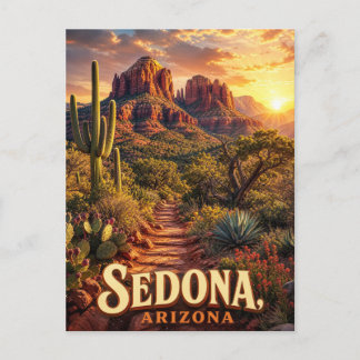 Sedona Arizona Zonsondergang Rode Rots Woestijn Re Briefkaart