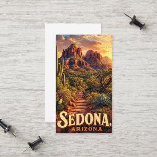 Sedona Arizona Zonsondergang Rode Rots Woestijn Re Contactkaartje