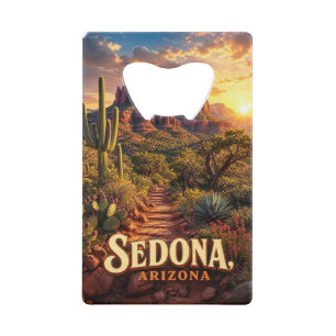 Sedona Arizona Zonsondergang Rode Rots Woestijn Re Kredietkaart Flessenopener