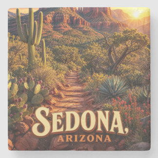 Sedona Arizona Zonsondergang Rode Rots Woestijn Re Stenen Onderzetter