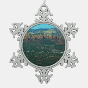 Sedona en Coffee Pot Rock van boven Tin Sneeuwvlok Ornament