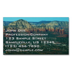 Sedona en Coffee Pot Rock van bovenaf Magnetisch Visitekaartje