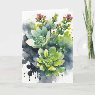 Sedum - Fleurs à l'aquarelle Carte