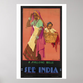 See India Shillong Vintage Travel Poster Framed