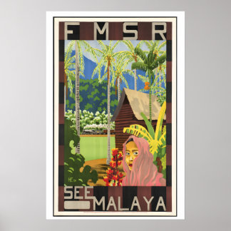 See Malaya Malaysia Vintage Travel Poster - Framed