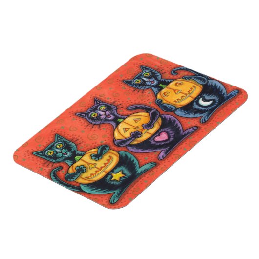 SEE NO EVIL BLACK CATS HALLOWEEN MAGNET Rectangle (Côté Gauche)