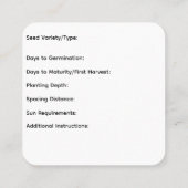 Seed Gardener Visitekaartje (Achterkant)