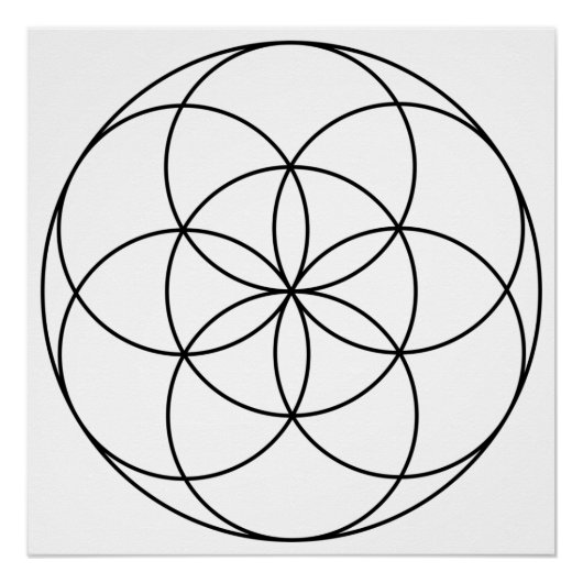 Seed of Life Heilige Geometrie zwart-wit Perfect Poster (Voorkant)