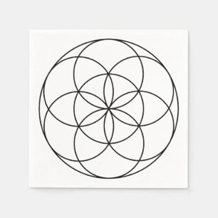 Seed of Life Heilige Geometrie zwart-wit Servet