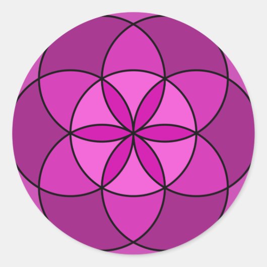 Seed of Life Multi Violet Ronde Sticker (Voorkant)