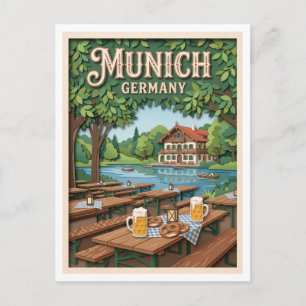 Seehaus Biergarten München Duitsland Briefkaart