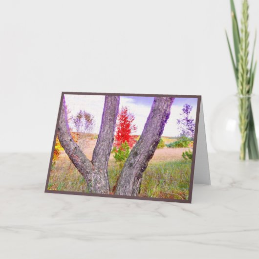"Seeing Red" Bright Red Tree blank greeting card Bedankkaart (Voorkant)
