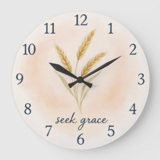 Seek Grace – Watercolour Wheat Serenity Clock Grote Klok