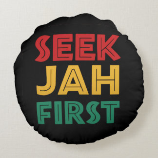 Seek Jah First Rastafarian Reggae Rasta Colors Rond Kussen